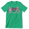 Peace Love Cure - Breast Cancer Awareness T-Shirt-Green-S-Custom One Express