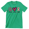 Peace Love Cure - Breast Cancer Awareness T-Shirt