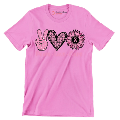 Peace Love Cure - Breast Cancer Awareness T-Shirt-Pink-S-Custom One Express