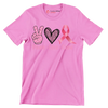 Peace Love Cure - Breast Cancer Awareness T-Shirt-Pink-S-Custom One Express