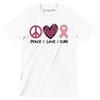 Peace Love Cure - Breast Cancer Awareness T-Shirt-White-S-Custom One Express