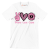 Peace Love Cure - Breast Cancer Awareness T-Shirt-White-S-Custom One Express