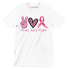 Peace Love Cure - Breast Cancer Awareness T-Shirt-White-S-Custom One Express