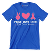 Peace Love Hope Breasy Cancer Awareness - Breast Cancer Awareness T-Shirt-Blue-S-Custom One Express