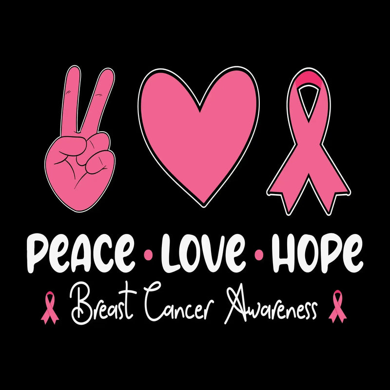 Peace Love Hope Breasy Cancer Awareness - Breast Cancer Awareness T-Shirt-Black-S-Custom One Express