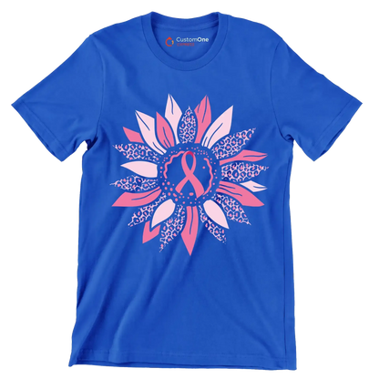 Pegcine - Breast Cancer Awareness T-Shirt-Blue-S-Custom One Express