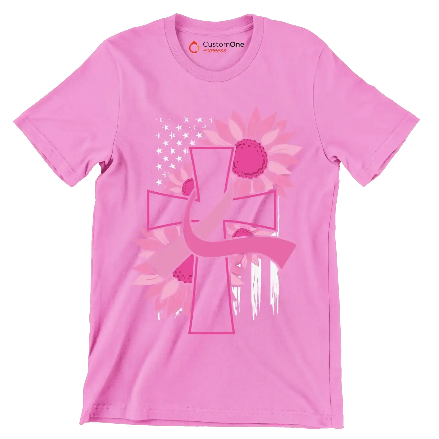 Pegcine cross - Breast Cancer Awareness T-Shirt-Pink-S-Custom One Express