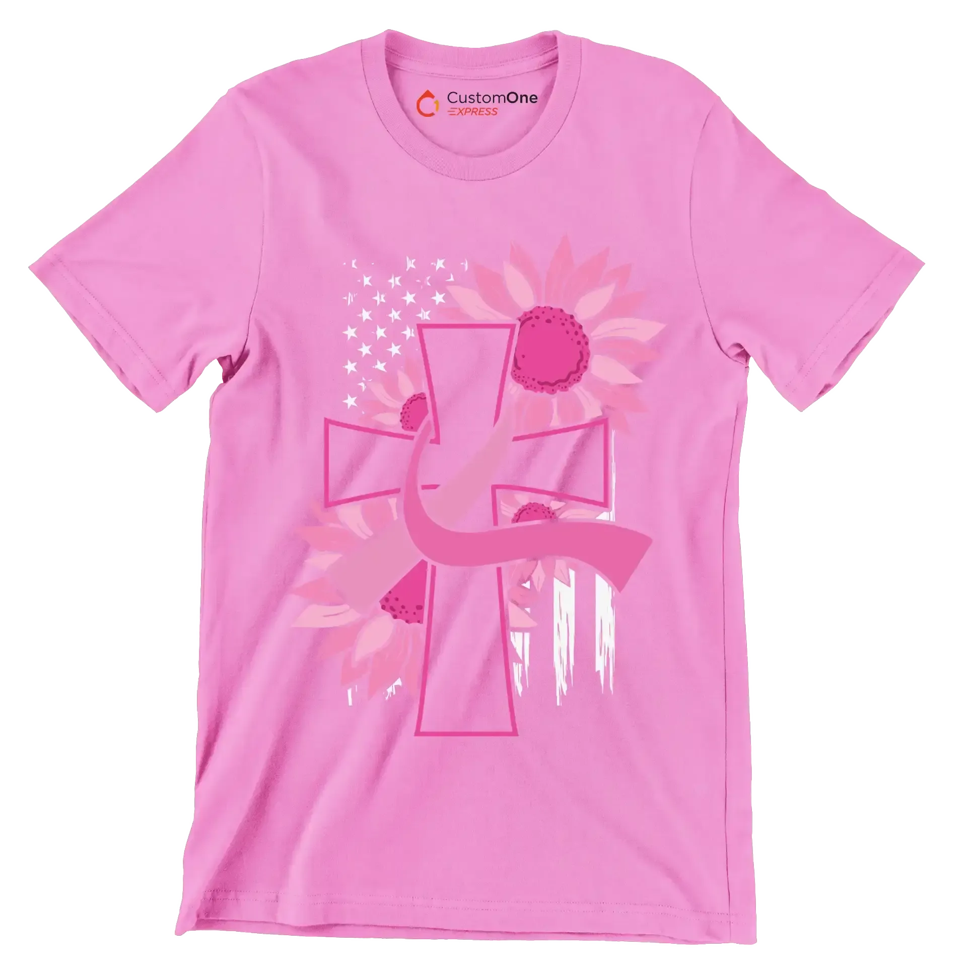 Pegcine cross - Breast Cancer Awareness T-Shirt-Pink-S-Custom One Express