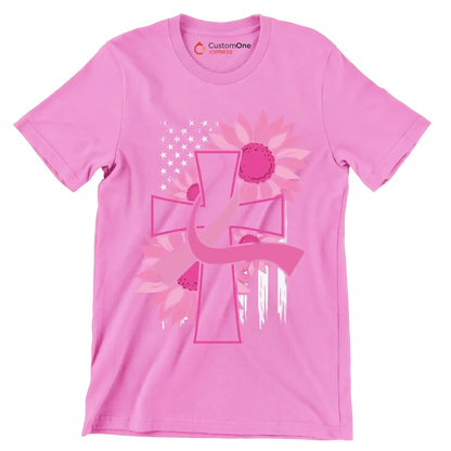 Pegcine cross - Breast Cancer Awareness T-Shirt-Pink-S-Custom One Express