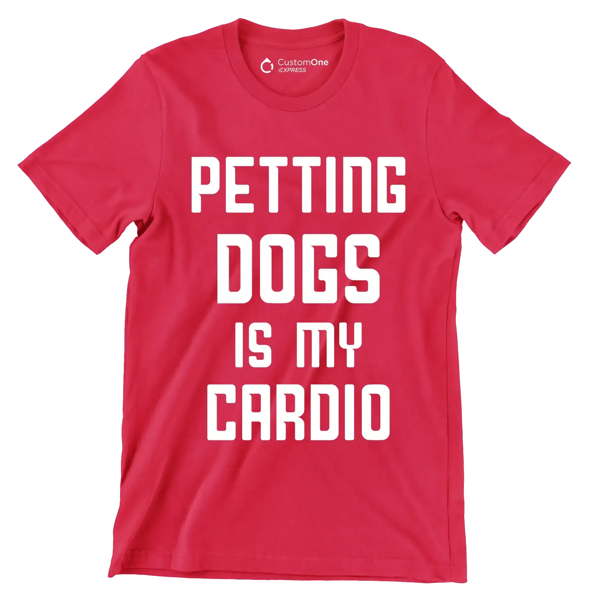 Petting dogs is my cardio - Dog Themed T-Shirt-Red-S-Custom One Express