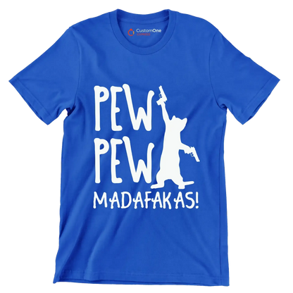 Pew Madafakas Cats Summer Pew - Cat Themed T-Shirt-Blue-S-Custom One Express