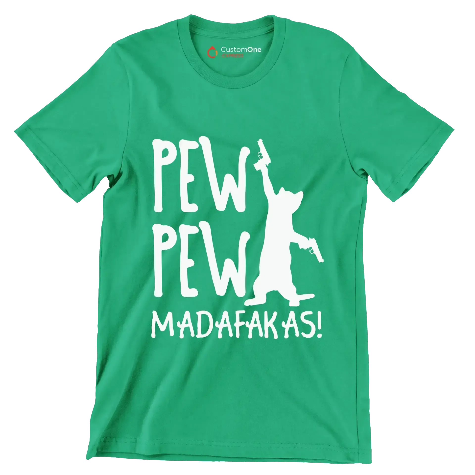 Pew Madafakas Cats Summer Pew - Cat Themed T-Shirt-Green-S-Custom One Express