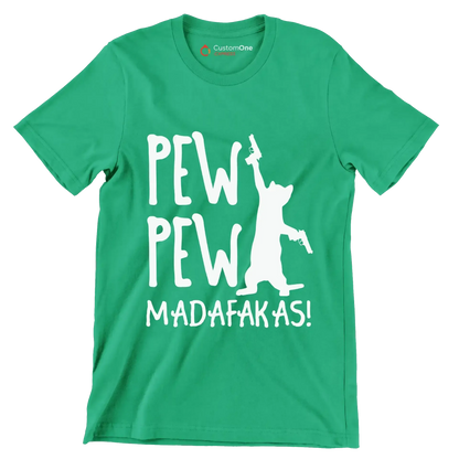 Pew Madafakas Cats Summer Pew - Cat Themed T-Shirt-Green-S-Custom One Express