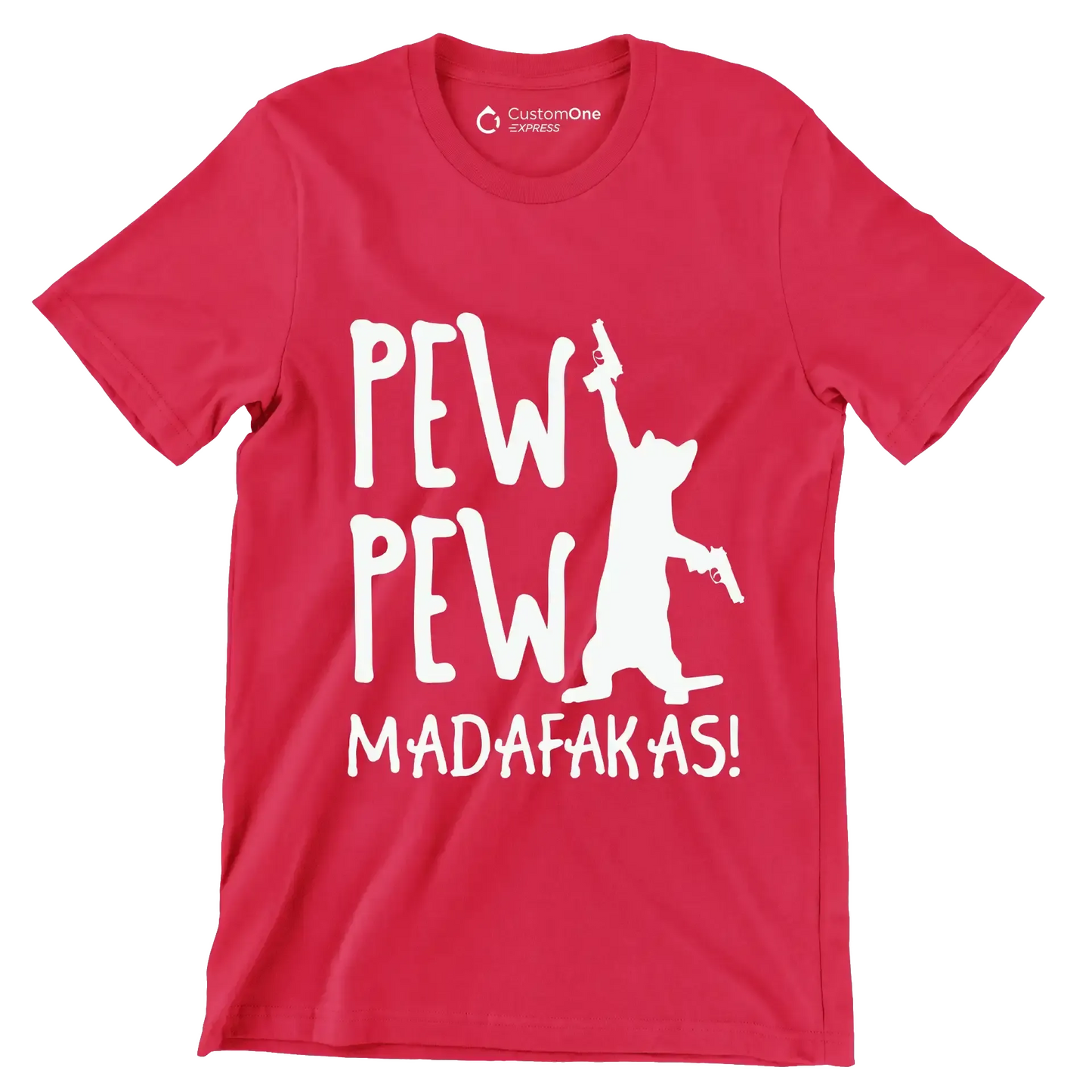 Pew Madafakas Cats Summer Pew - Cat Themed T-Shirt-Red-S-Custom One Express