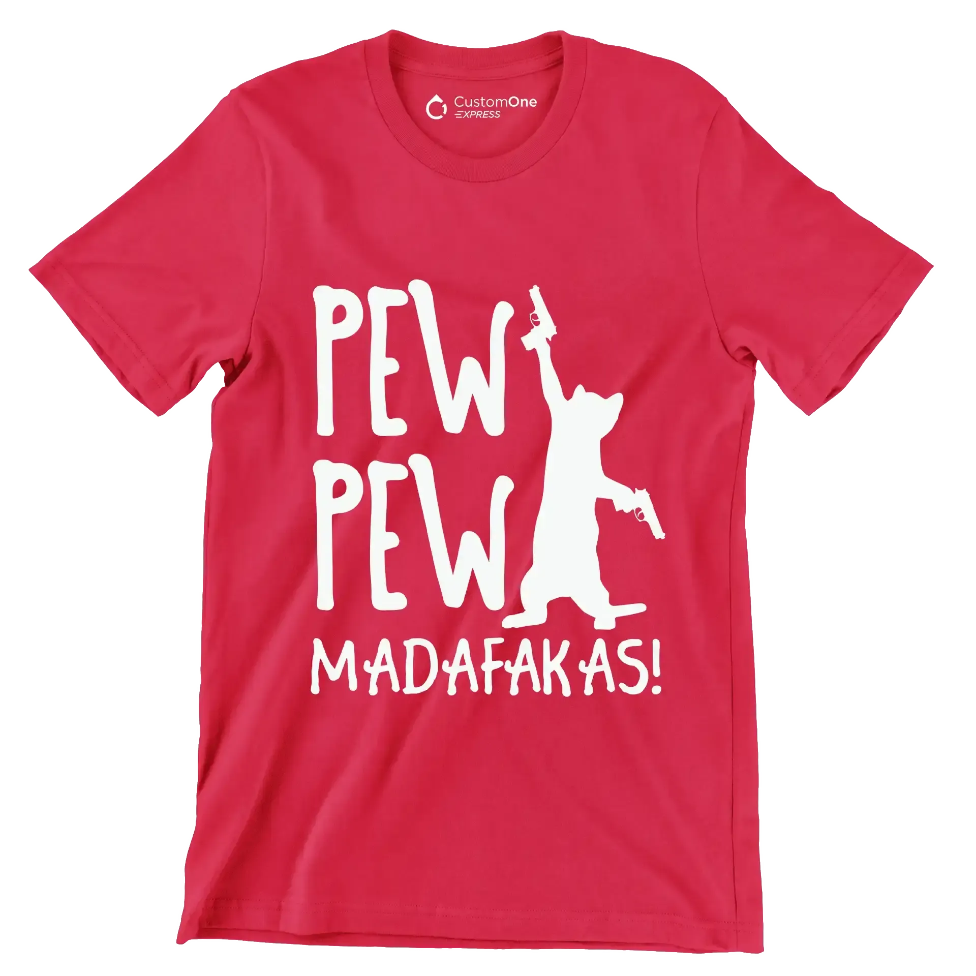 Pew Madafakas Cats Summer Pew - Cat Themed T-Shirt-Red-S-Custom One Express