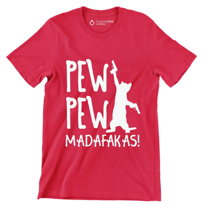 Pew Madafakas Cats Summer Pew - Cat Themed T-Shirt-Red-S-Custom One Express