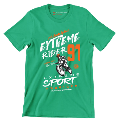 Philadelphia EXTREME RIDER 91 SATURDAY APR 27 Ride Bike EXTREME SPORT PRO RIDER 10th championship - Bicycle Themed T-Shirt-Green-S-Custom One Express