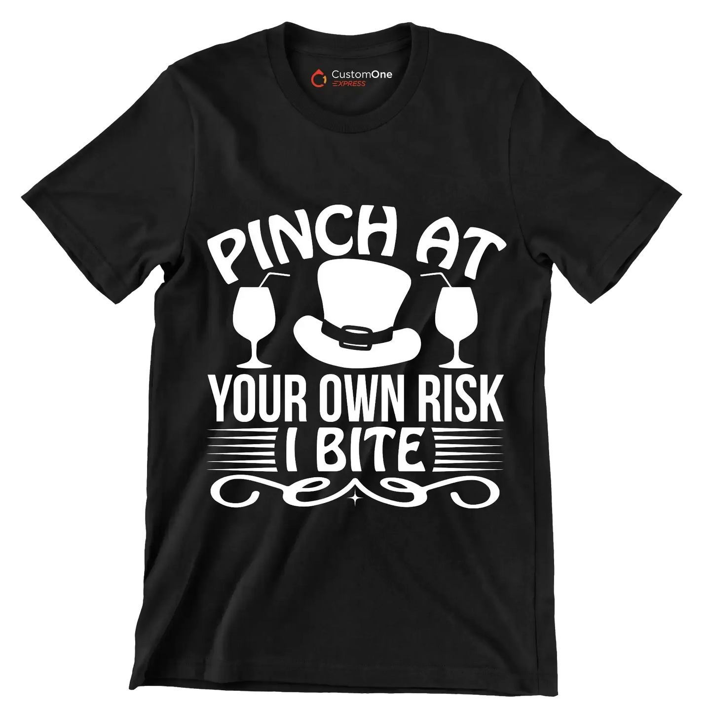 Pinch at your own risk I bite - St. Patrick's Day T-Shirt-Black-S-Custom One Express