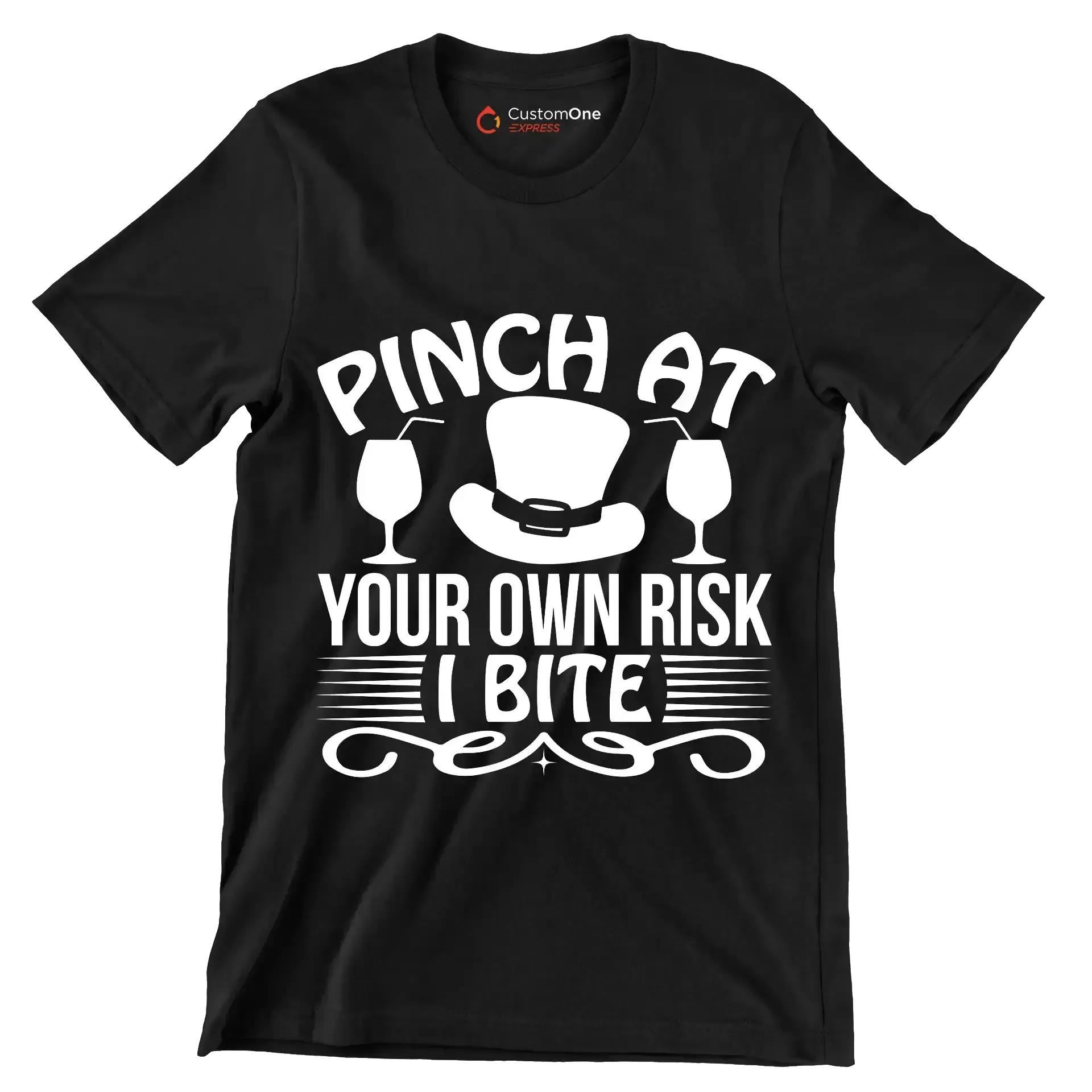 Pinch at your own risk I bite - St. Patrick's Day T-Shirt-Black-S-Custom One Express