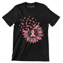 Pink Ribbon Flower - Breast Cancer Awareness T-Shirt-Black-S-Custom One Express