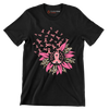 Pink Ribbon Flower - Breast Cancer Awareness T-Shirt-Black-S-Custom One Express