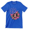 Pink Ribbon Flower - Breast Cancer Awareness T-Shirt-Blue-S-Custom One Express