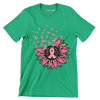 Pink Ribbon Flower - Breast Cancer Awareness T-Shirt-Green-S-Custom One Express