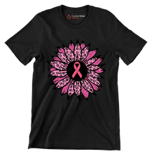 Pink flower Ribbon - Breast Cancer Awareness T-Shirt-Black-S-Custom One Express