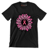 Pink flower Ribbon - Breast Cancer Awareness T-Shirt-Black-S-Custom One Express