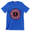 Pink flower Ribbon - Breast Cancer Awareness T-Shirt-Blue-S-Custom One Express