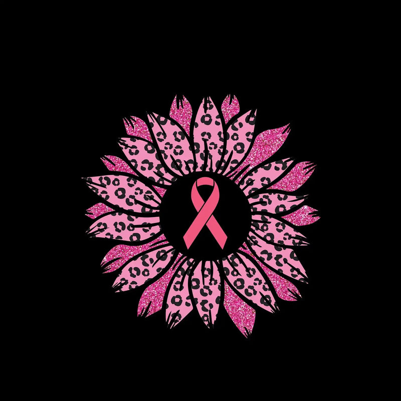 Pink flower Ribbon - Breast Cancer Awareness T-Shirt-Black-S-Custom One Express