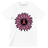 Pink flower Ribbon - Breast Cancer Awareness T-Shirt-White-S-Custom One Express