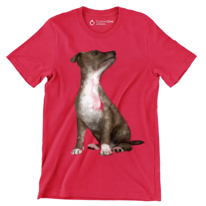 Pitbull_Mix - Dog Themed T-Shirt-Red-S-Custom One Express