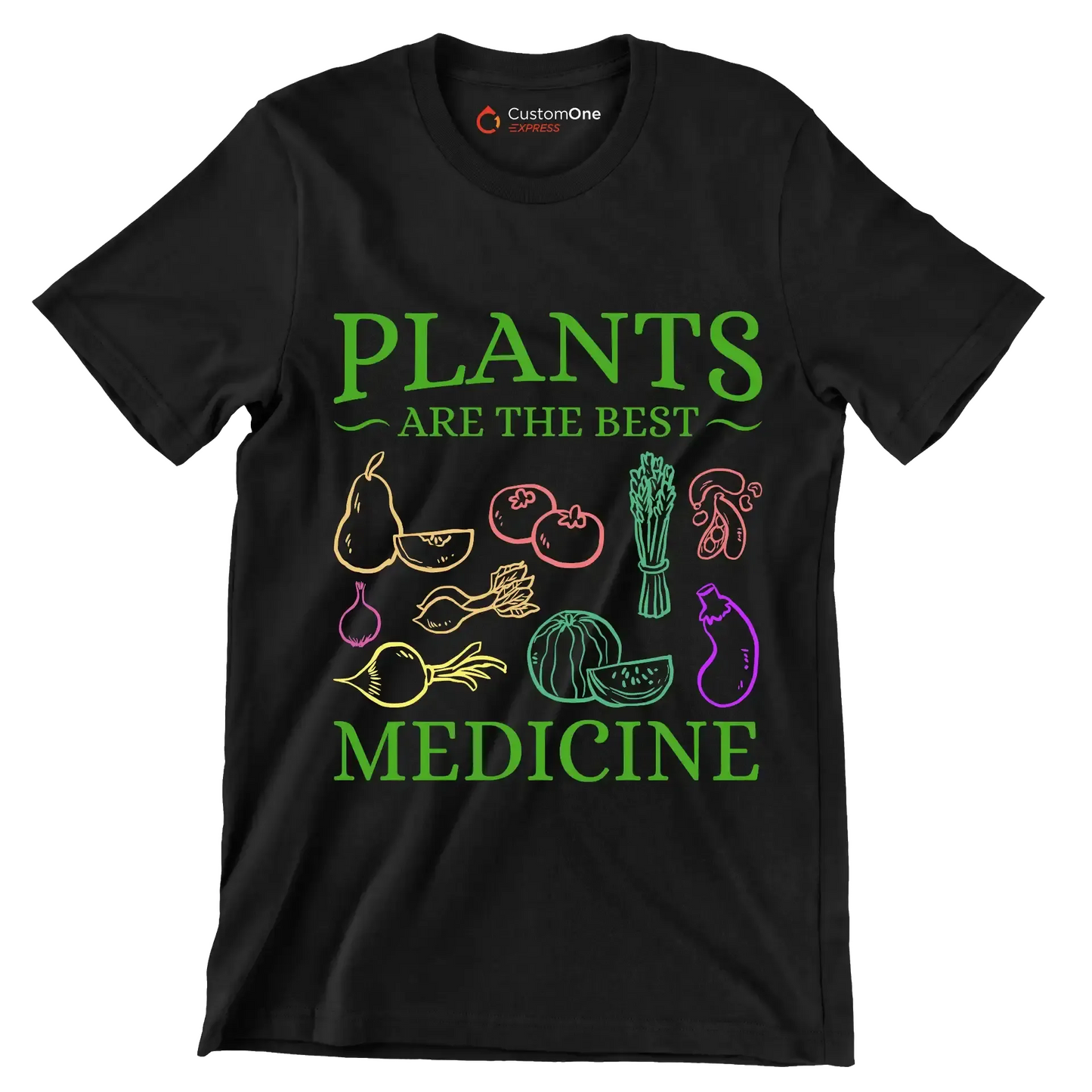 Plants are the best medicine - Vegan Themed T-Shirt-Black-S-Custom One Express