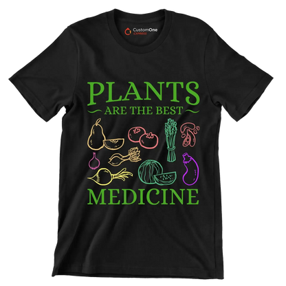 Plants are the best medicine - Vegan Themed T-Shirt-Black-S-Custom One Express