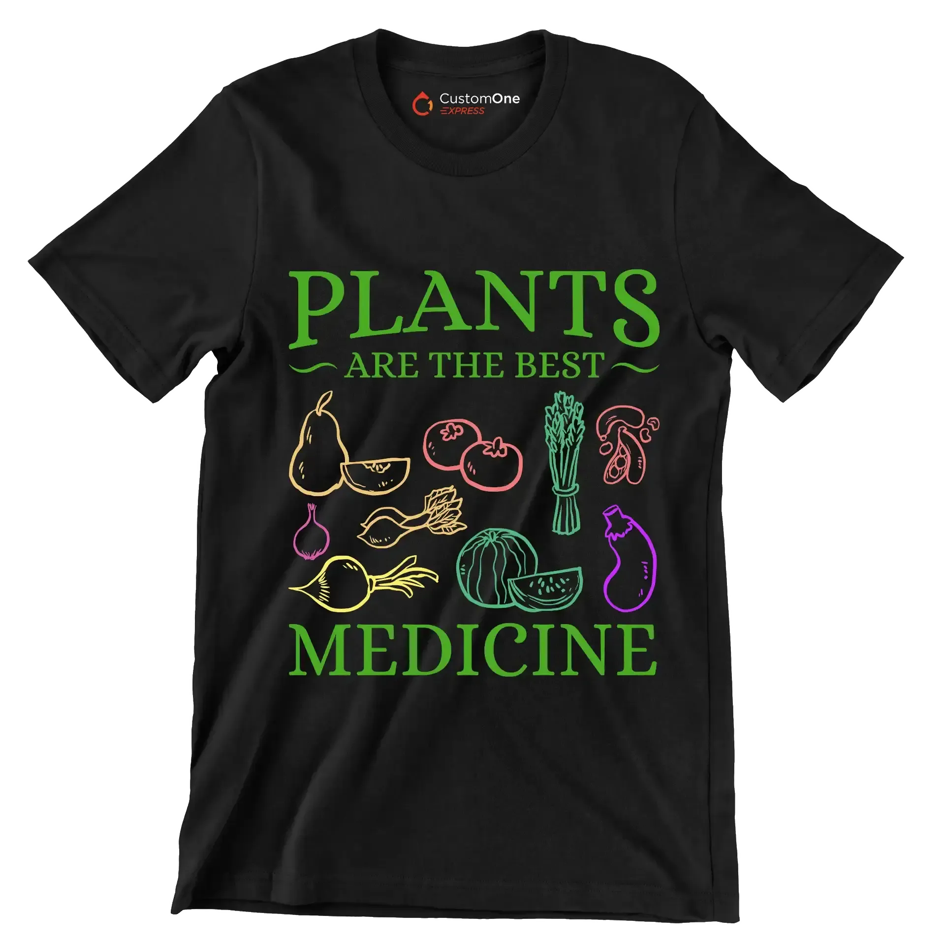 Plants are the best medicine - Vegan Themed T-Shirt-Black-S-Custom One Express