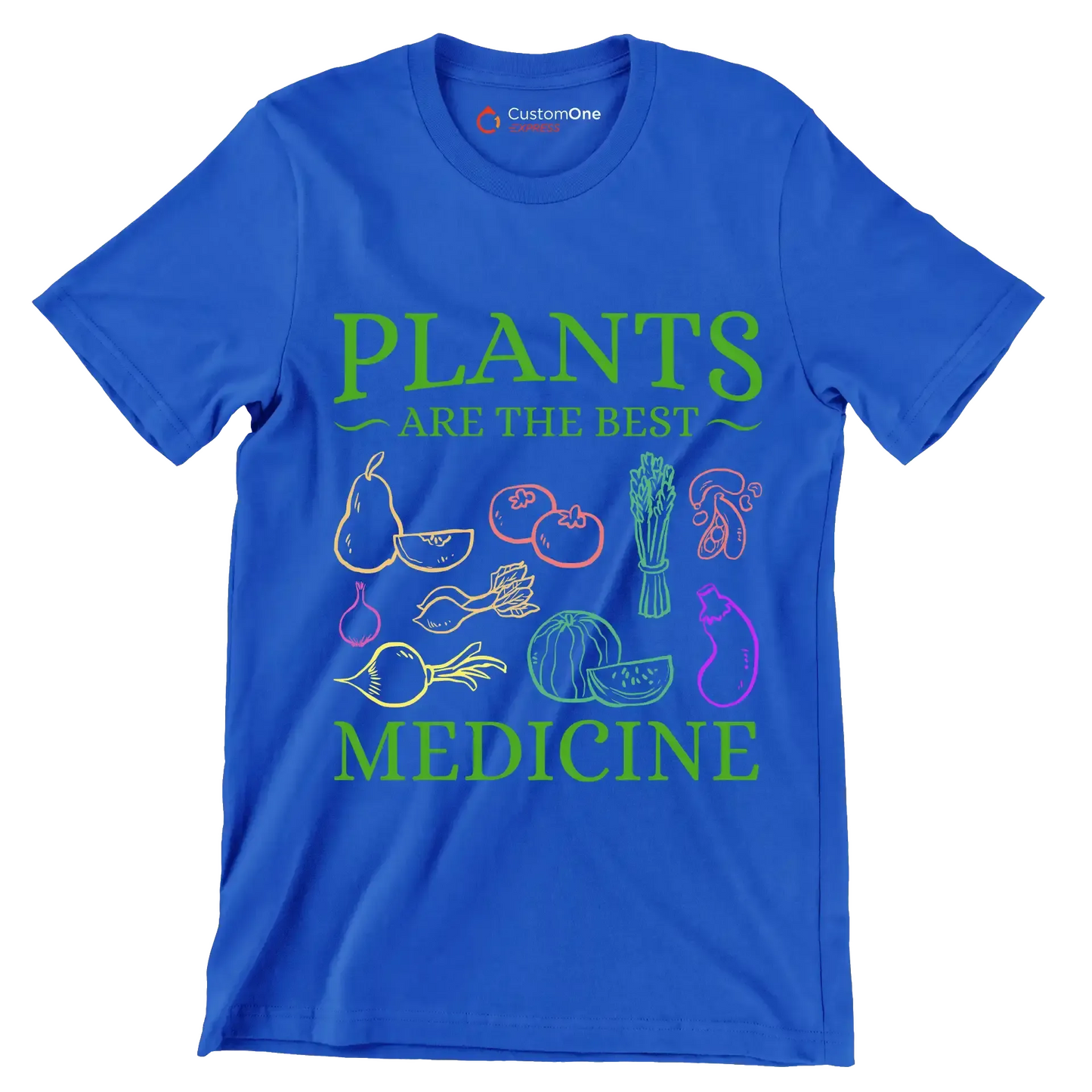 Plants are the best medicine - Vegan Themed T-Shirt-Blue-S-Custom One Express