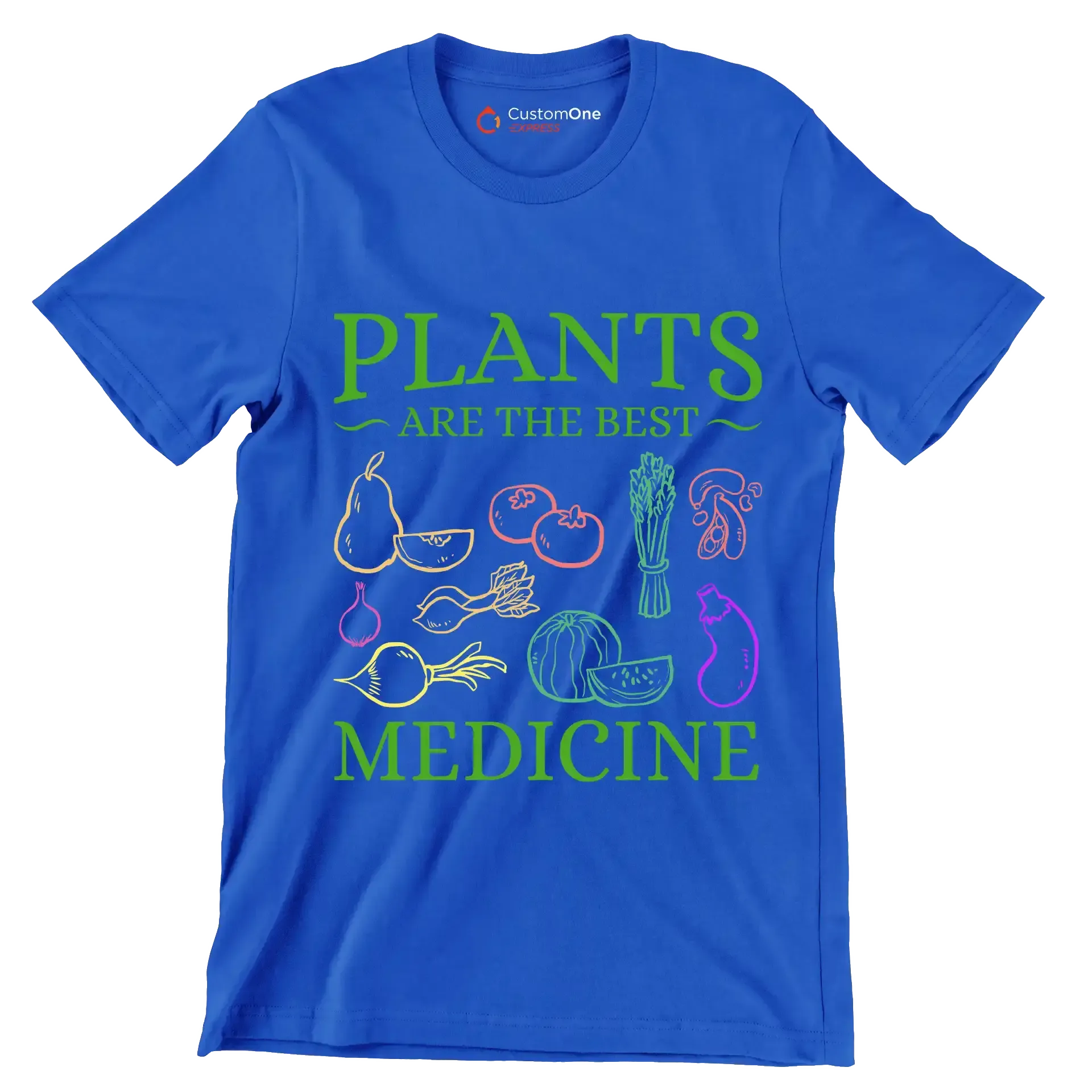 Plants are the best medicine - Vegan Themed T-Shirt-Blue-S-Custom One Express