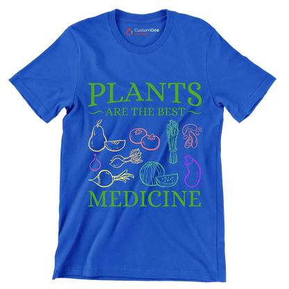 Plants are the best medicine - Vegan Themed T-Shirt-Blue-S-Custom One Express