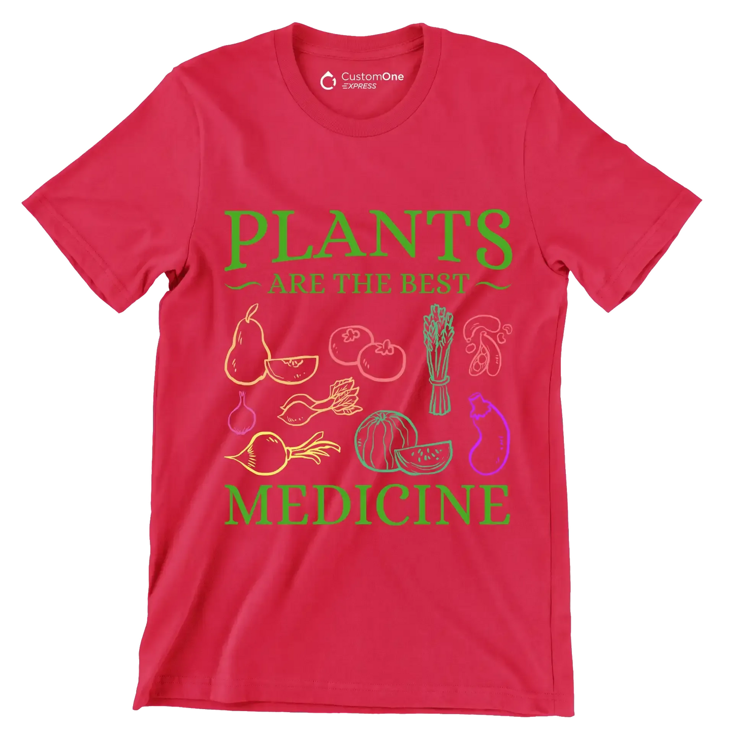 Plants are the best medicine - Vegan Themed T-Shirt-Red-S-Custom One Express