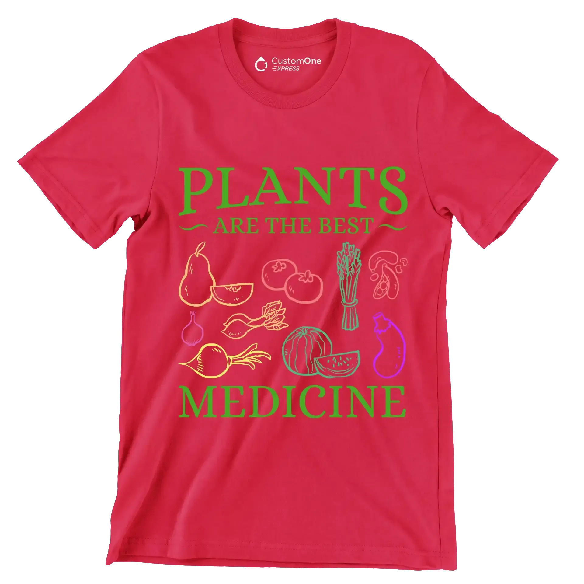 Plants are the best medicine - Vegan Themed T-Shirt-Red-S-Custom One Express