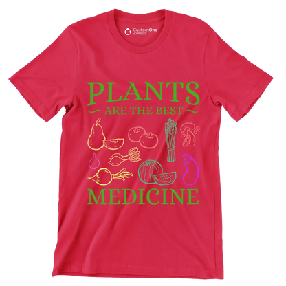 Plants are the best medicine - Vegan Themed T-Shirt-Red-S-Custom One Express