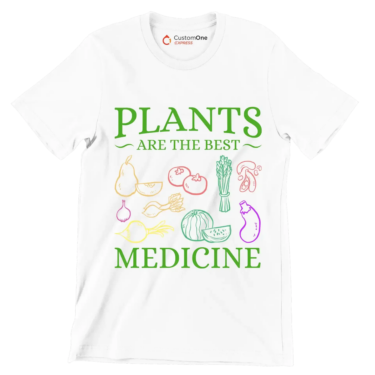Plants are the best medicine - Vegan Themed T-Shirt-White-S-Custom One Express