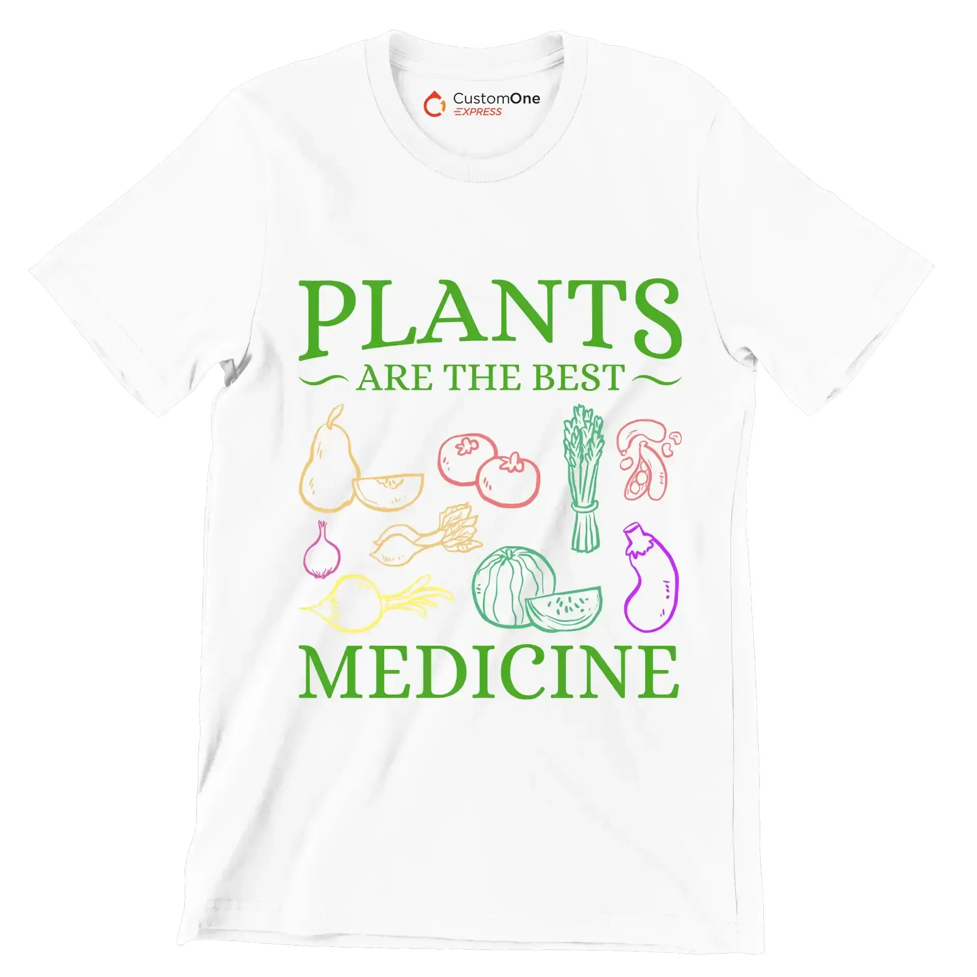 Plants are the best medicine - Vegan Themed T-Shirt-White-S-Custom One Express