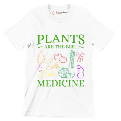 Plants are the best medicine - Vegan Themed T-Shirt-White-S-Custom One Express