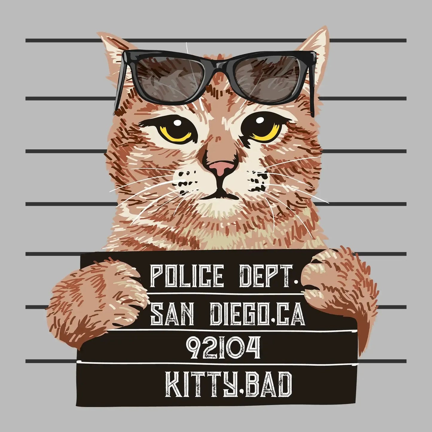 Police dept. san diego.ca 92104 kitty bad - Cat Themed T-Shirt-Black-S-Custom One Express