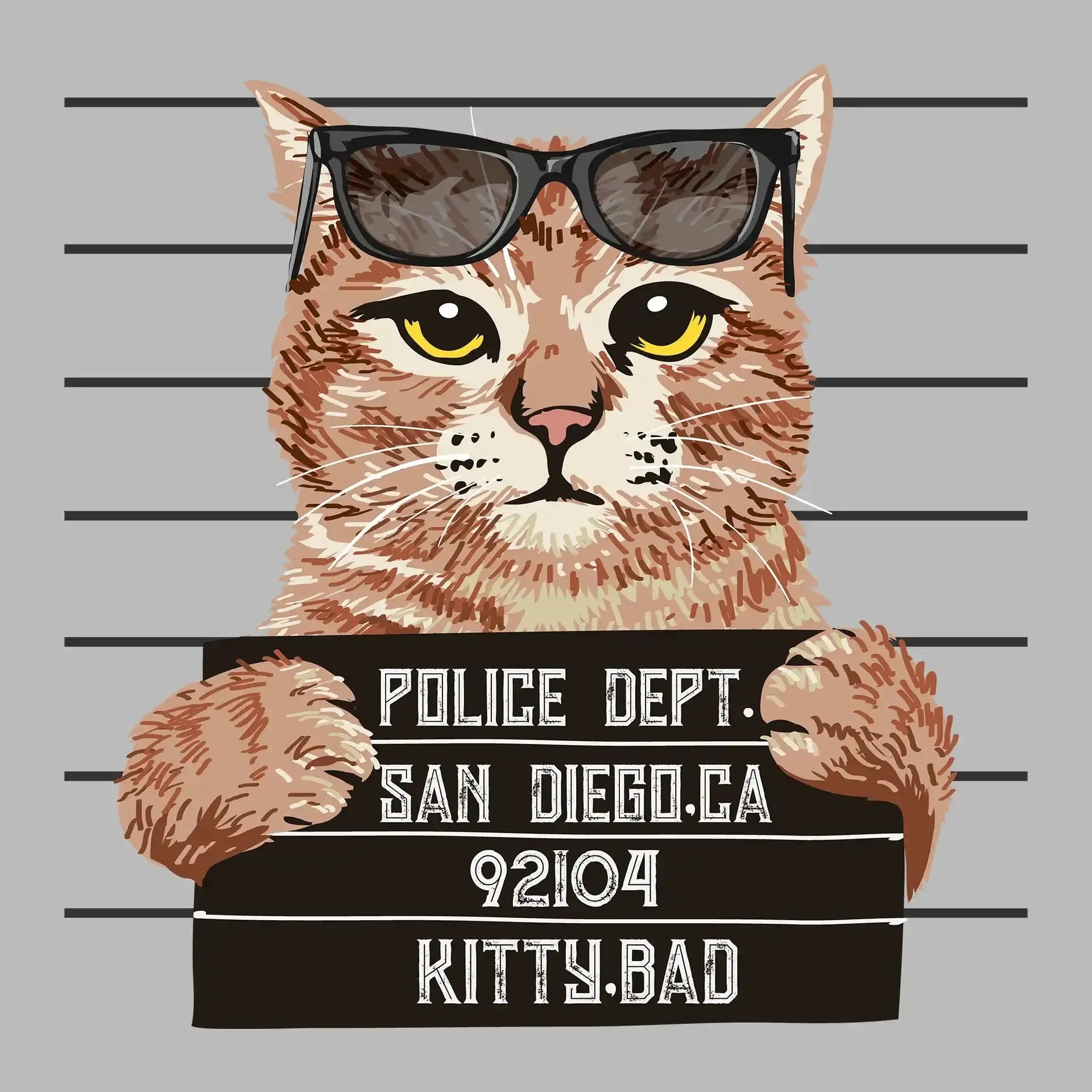 Police dept. san diego.ca 92104 kitty bad - Cat Themed T-Shirt-Black-S-Custom One Express