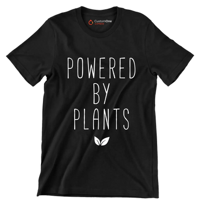 Powered by plants - Vegan Themed T-Shirt-Black-S-Custom One Express
