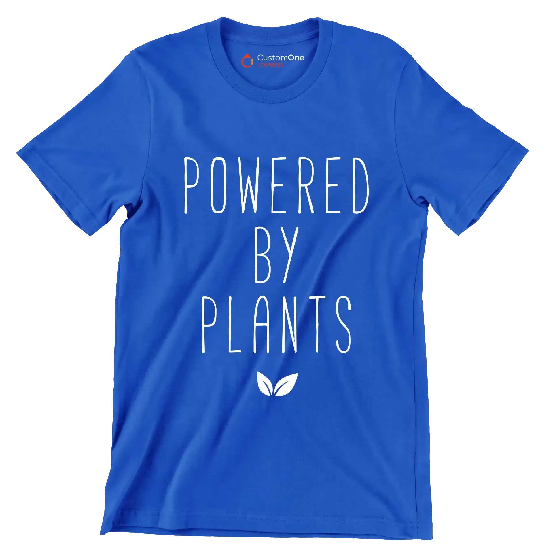 Powered by plants - Vegan Themed T-Shirt-Blue-S-Custom One Express