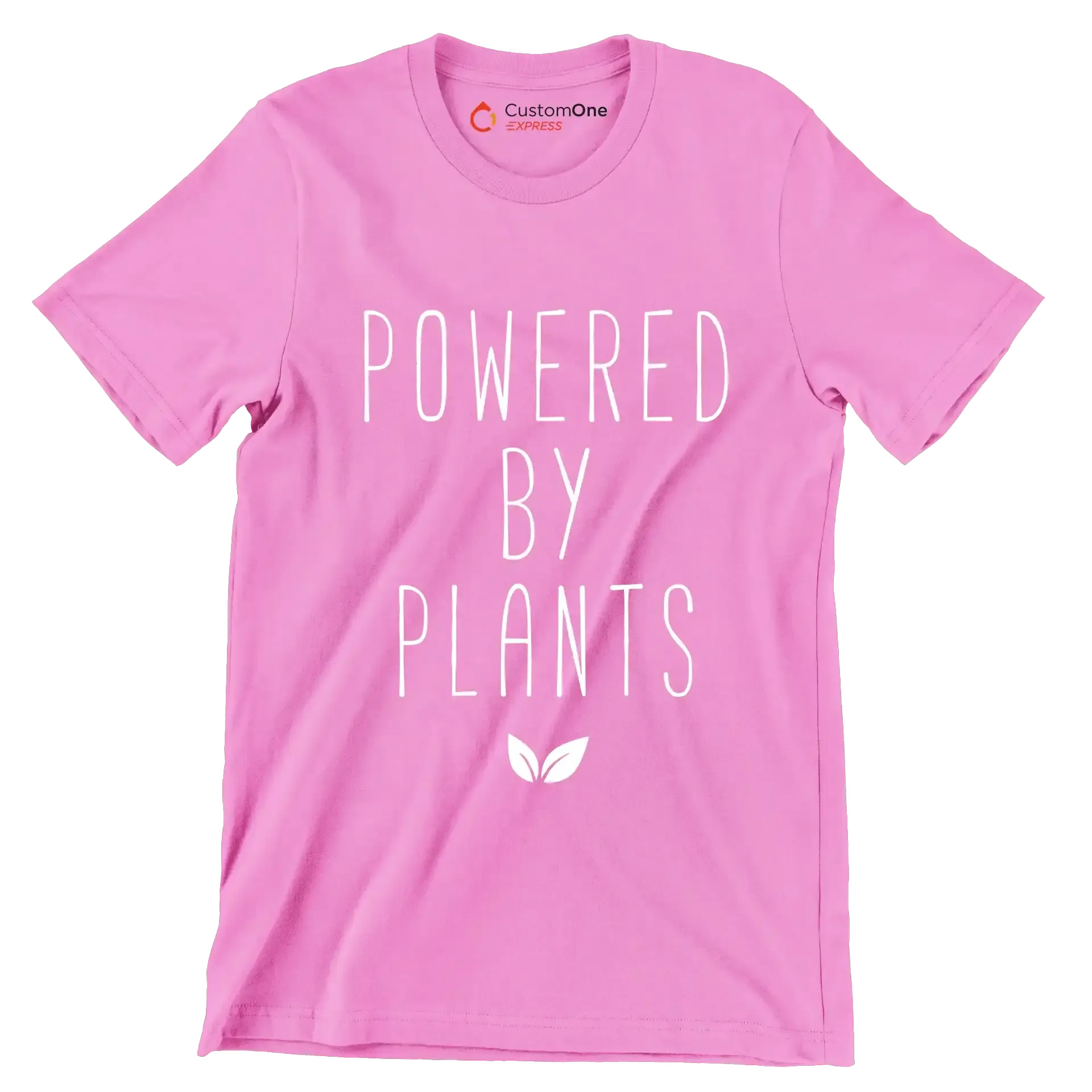 Powered by plants - Vegan Themed T-Shirt-Pink-S-Custom One Express